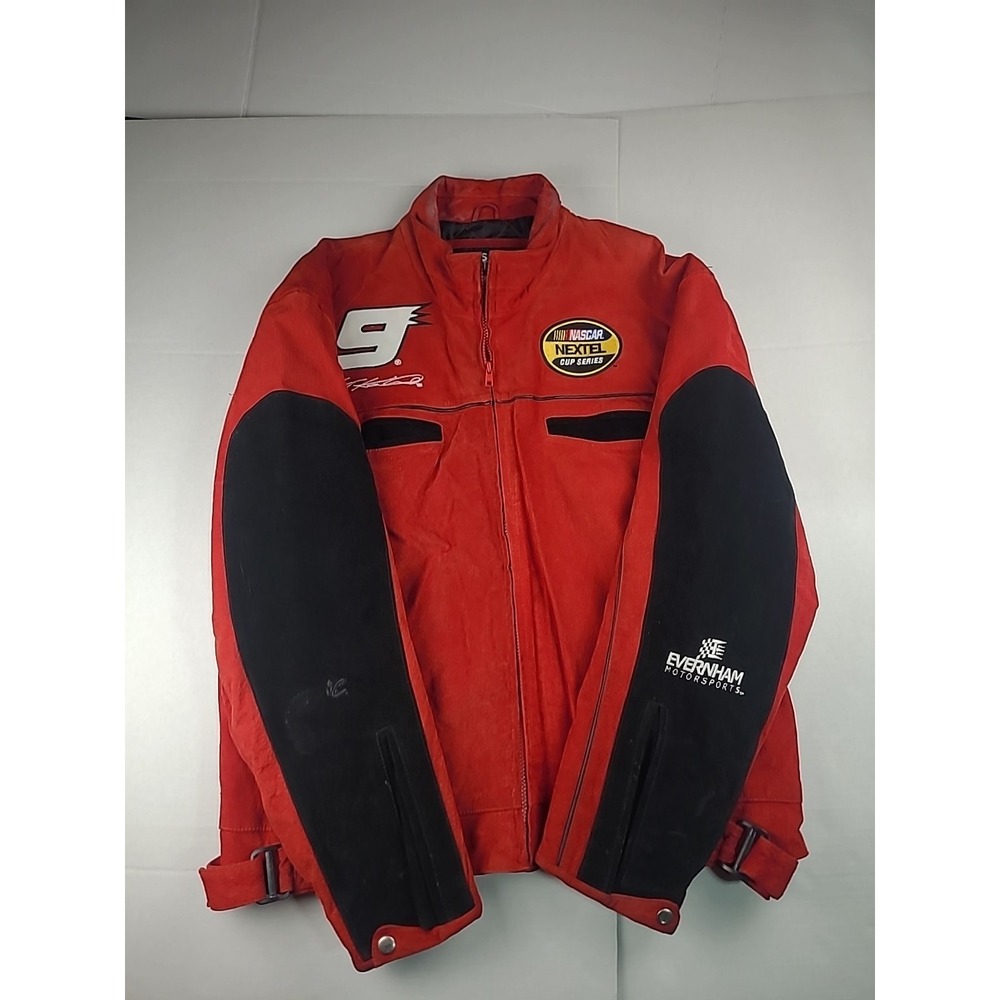 VINTAGE KASEY KAHNE Leather Jacket Size L #9 DODGE SUEDE  Nascar Chase AUTHENTIC